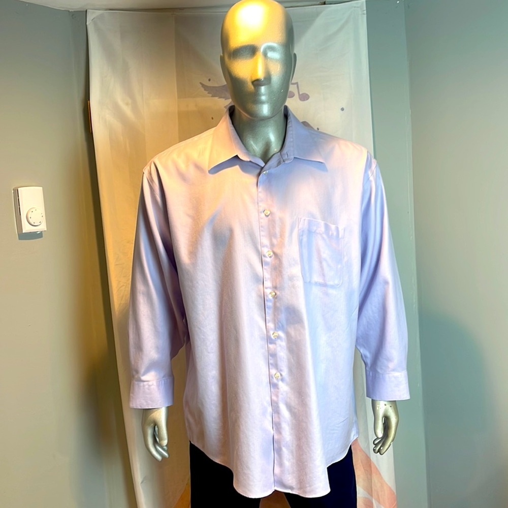 Pronto Uomo Couture Cotton mens Lila long sleeve shirt size 18 32/33